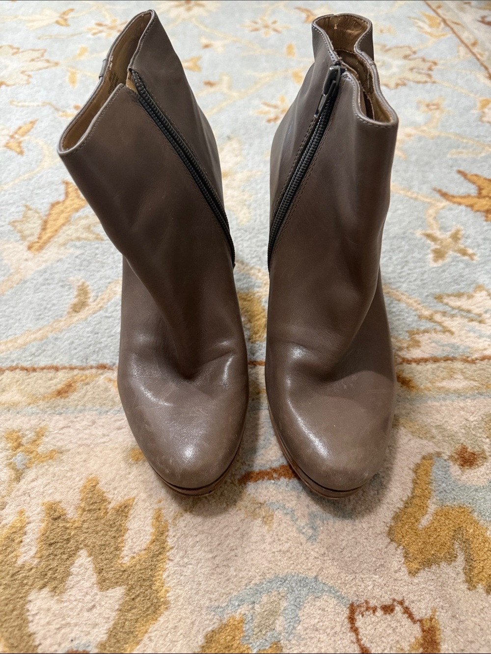 Nine West Women's Brown Zip-Front Ankle Boots
